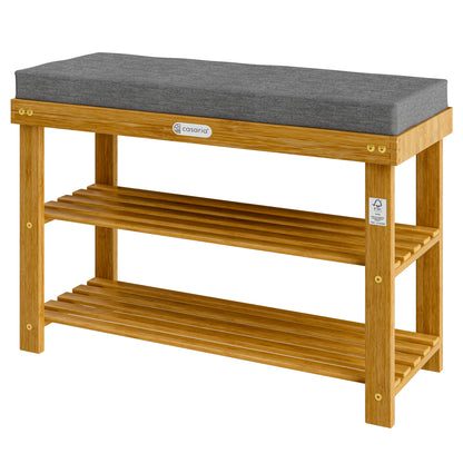 Panchina per scarpe in legno di acacia certificato FSC® 90x30x48cm