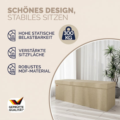 Panca Beige 115x38x38cm MDF pieghevole