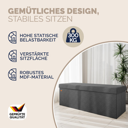 Panca antracite in corda 114x38x38cm in MDF pieghevole