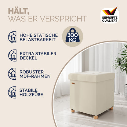 Sgabello Beige in velluto 42x38x38cm pieghevole
