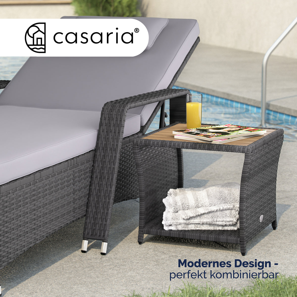 Tavolino in polyrattan grigio 45x45x40cm
