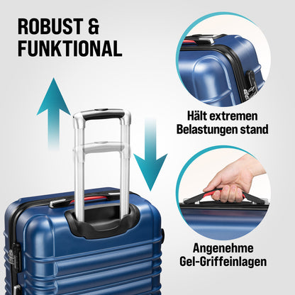 Set di valigie rigide 4 pezzi Baseline, accessori in ABS blu