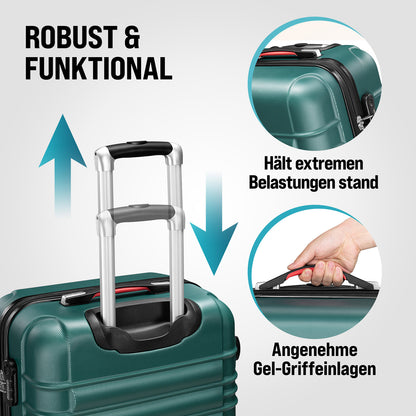 Set di valigie rigide 4 pezzi Baseline, accessori verdi in ABS