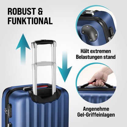 Set di valigie rigide 3 pezzi Baseline, accessori in ABS blu