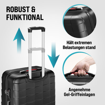 Set di valigie rigide Exopack 3 pezzi in ABS nero Accessori