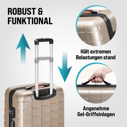Set di valigie rigide Exopack 3 pezzi champagne Accessori in ABS