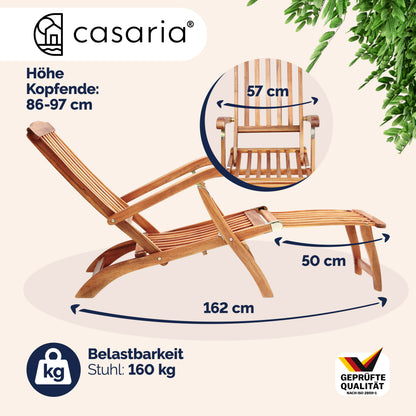 Set 2x Sedia a sdraio Queen Mary legno di acacia