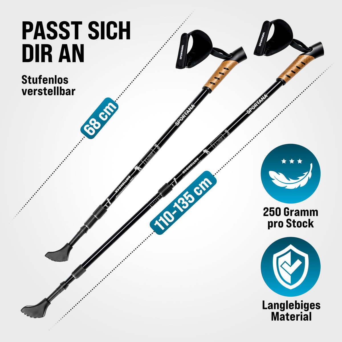 Bastoni da nordic walking set di 2 grigio