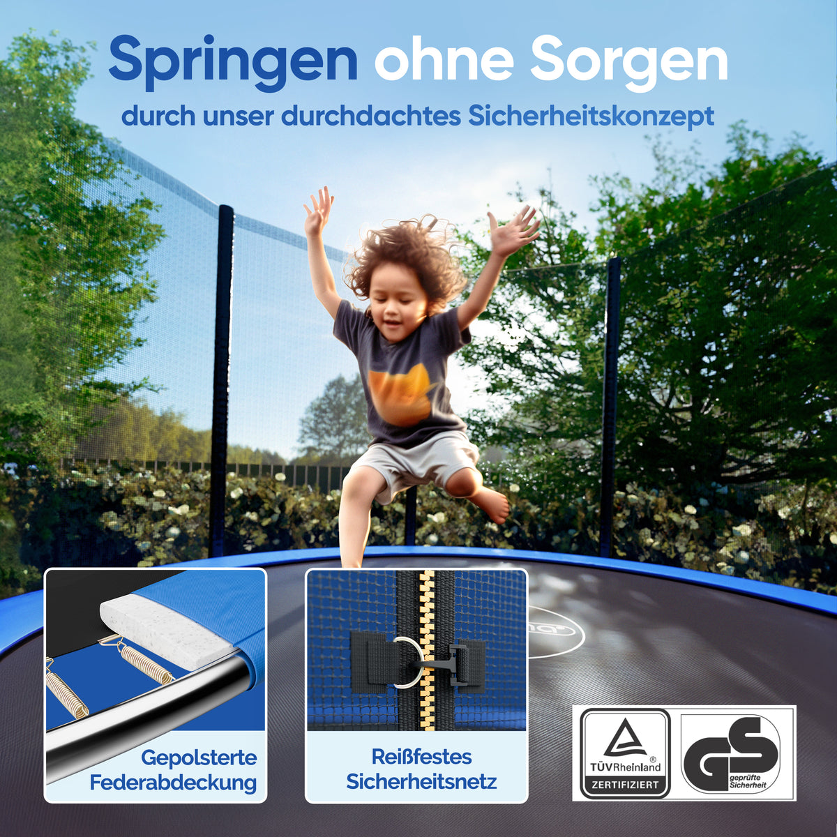 Trampolino Elastico Ø305cm con rete di sicurezza TÜV GS