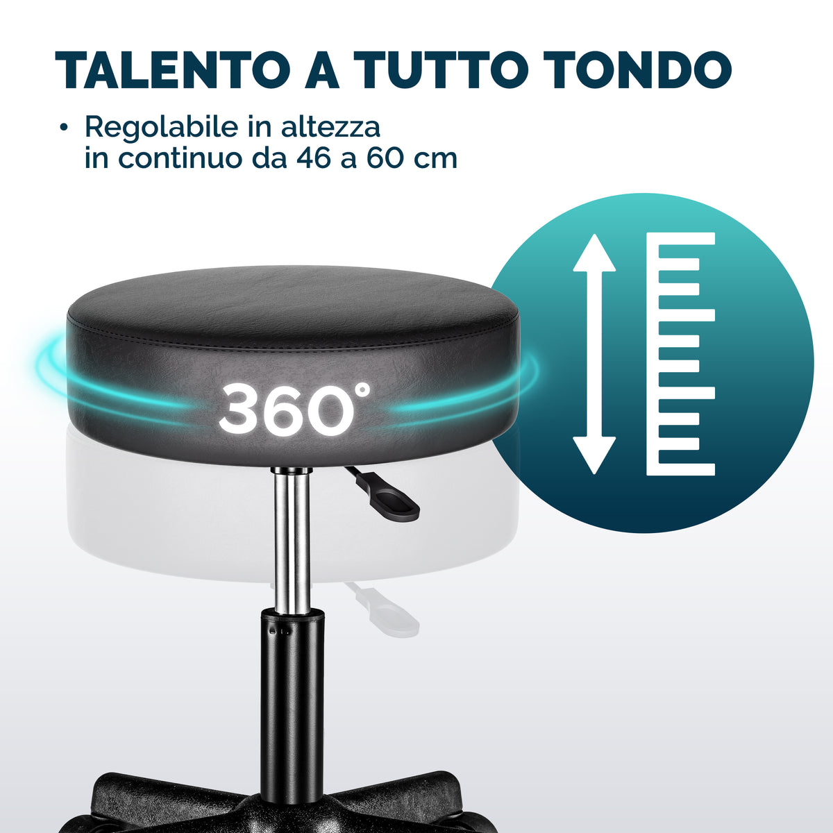 2 Pz Sgabello girevole nero similpelle