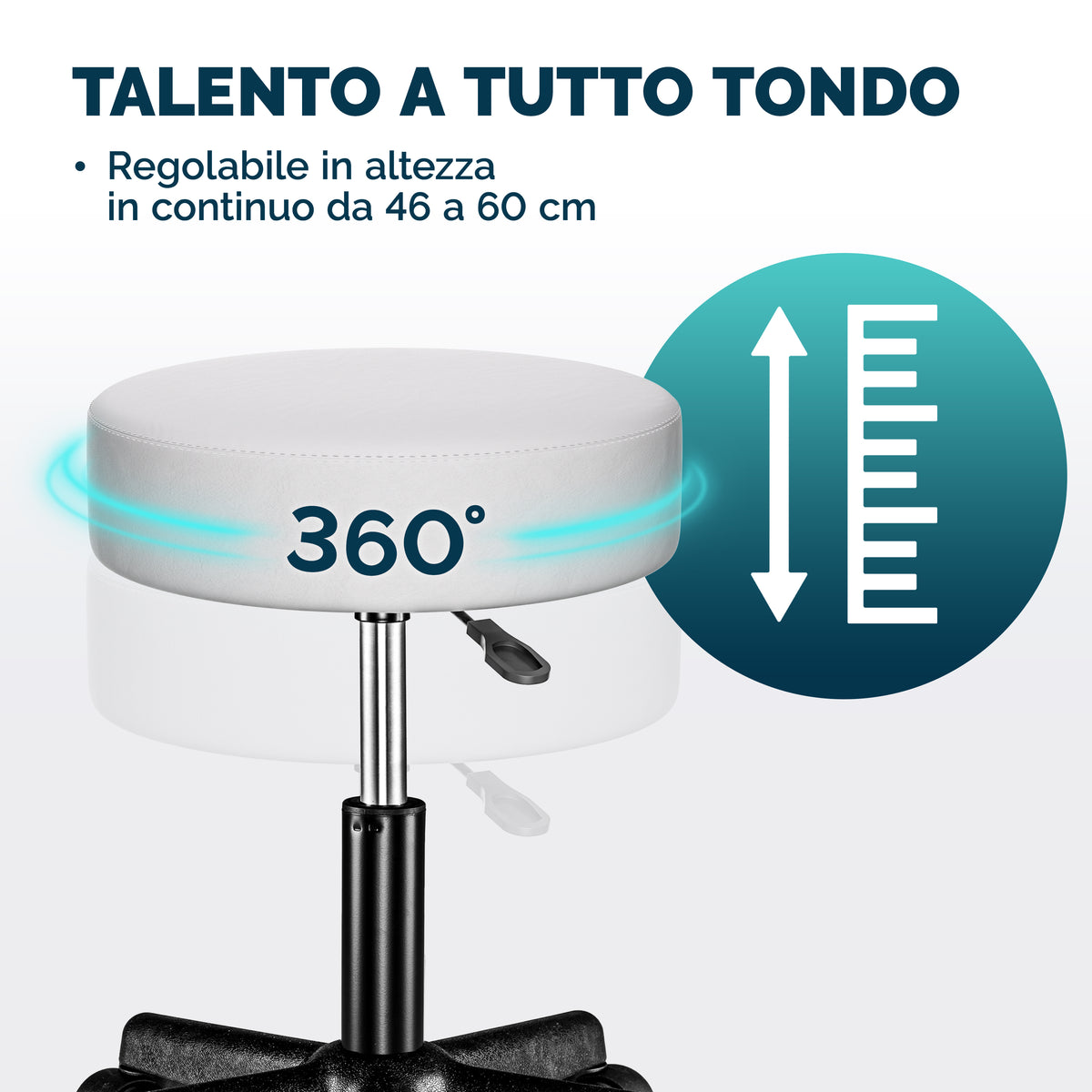 2x Sgabello girevole  360° similpelle bianco