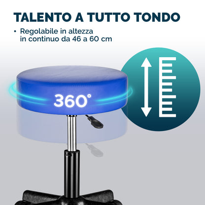 2x Sgabello girevole 360° similpelle blu