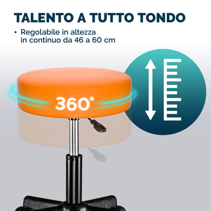 2x Sgabello girevole arancione altezza regolabile