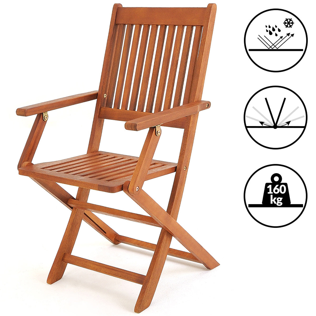 Set tavolo e sedie da giardino 3 pezzi acacia pieghevole