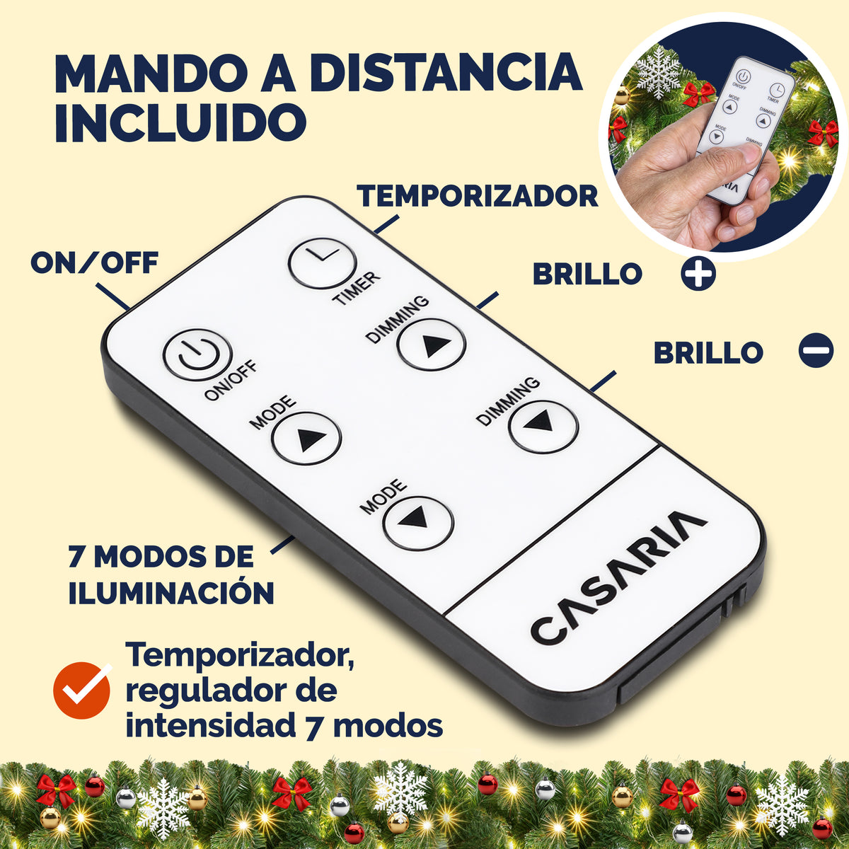 Ghirlanda natalizia 2xSet 5m 80 LED con adobbi e telecomando