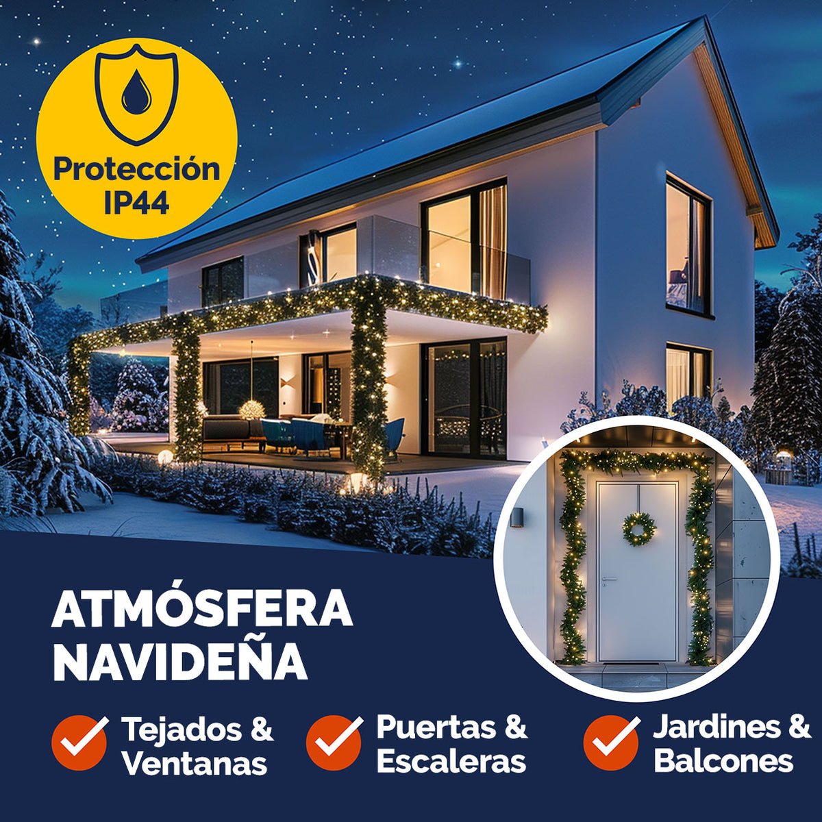 Ghirlanda natalizia 10m Set di 2 200 LED per interni ed esterni