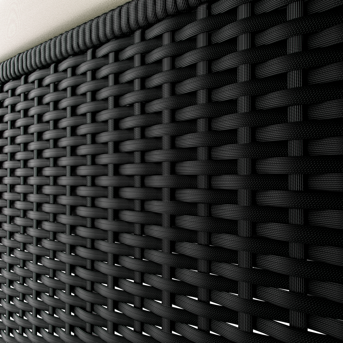 Lettino prendisole in polyrattan nero/crema 200x115x33cm