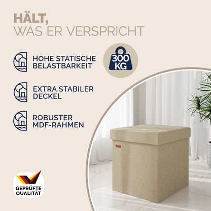 Set di 2 sgabelli Beige 38x38x38cm pieghevoli
