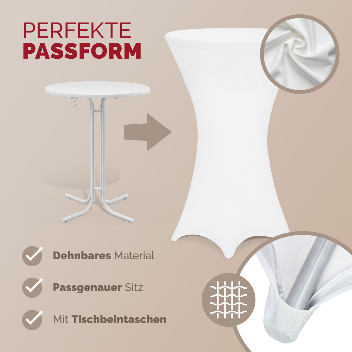 Copritavolo per tavolino alto bianco Ø 60cm