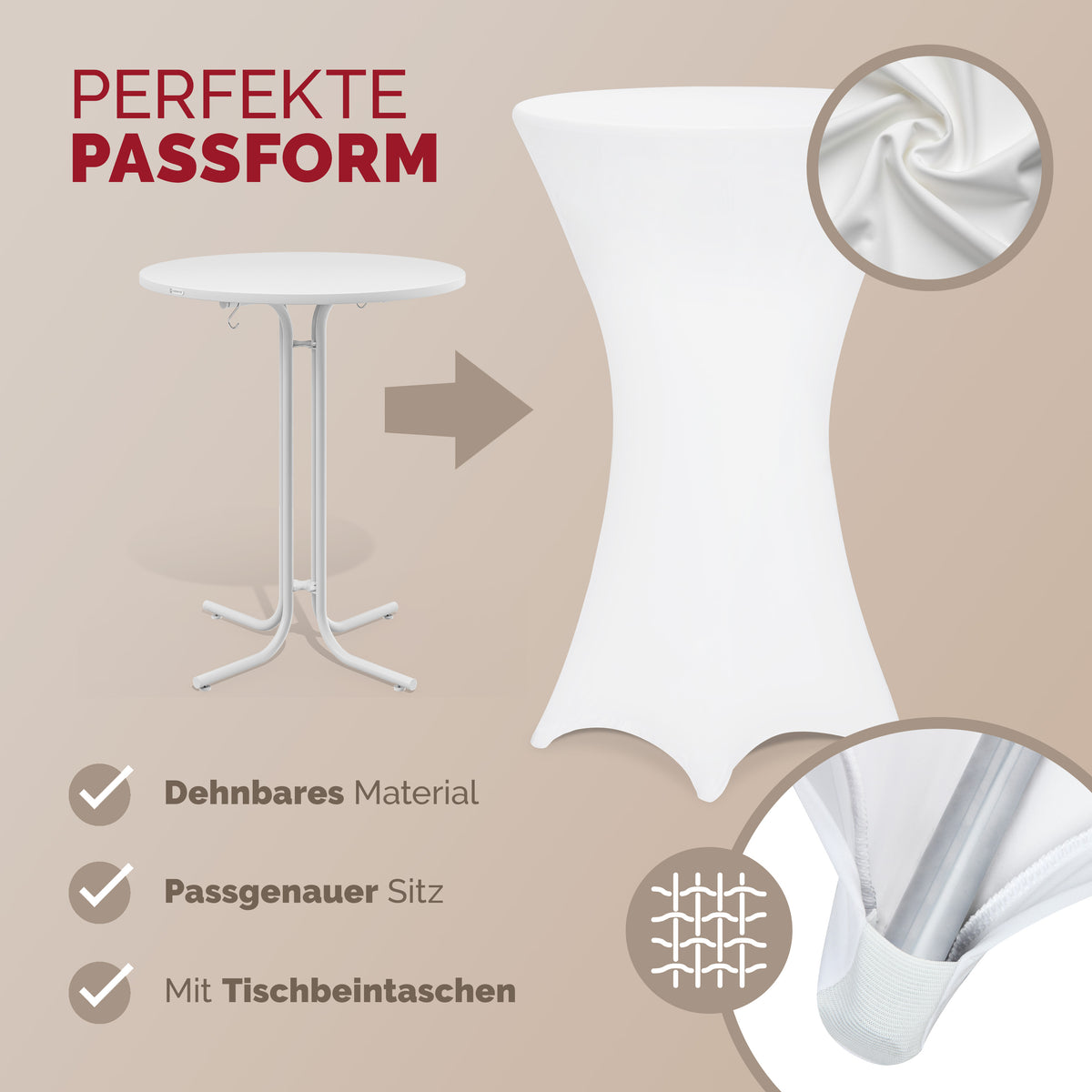 Copritavolo per tavolino alto bianco Ø60 cm