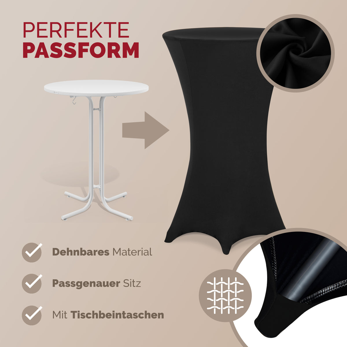 Copritavolo per tavolino alto antracite Ø70 cm