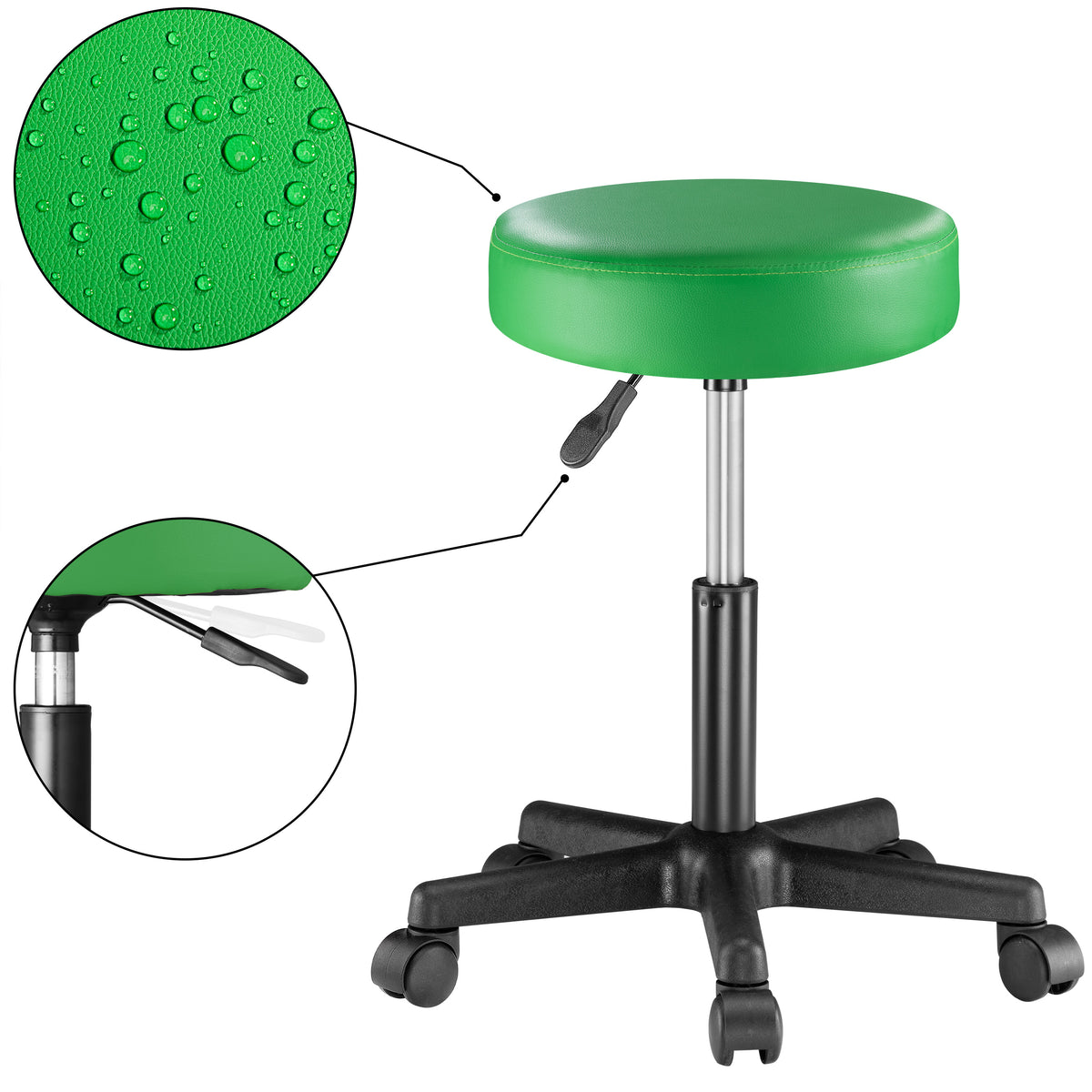 Sgabello girevole altezza regolabile verde 56x56x46-61cm
