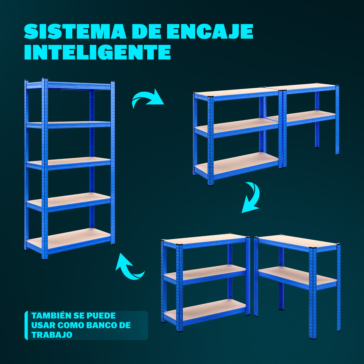Scaffale alta portata 875kg metallo blu 180x90x40cm