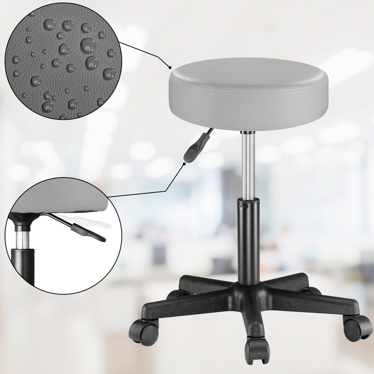 Sgabello girevole 360° similpelle grigio