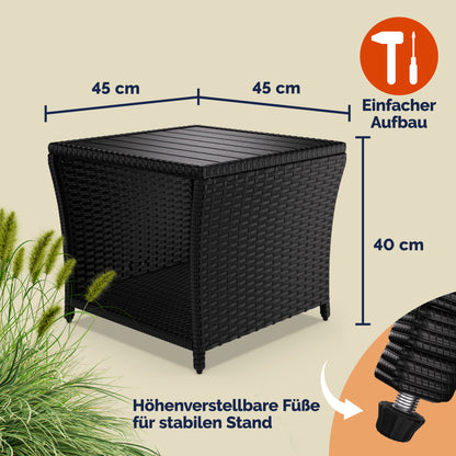 Tavolino da giardino nero 45x45x40cm altezza regolabile