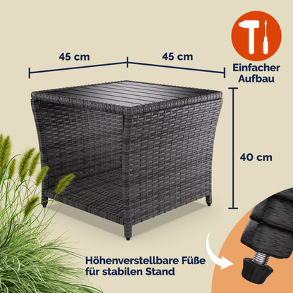 Tavolino da giardino grigio 45x45x40cm altezza regolabile