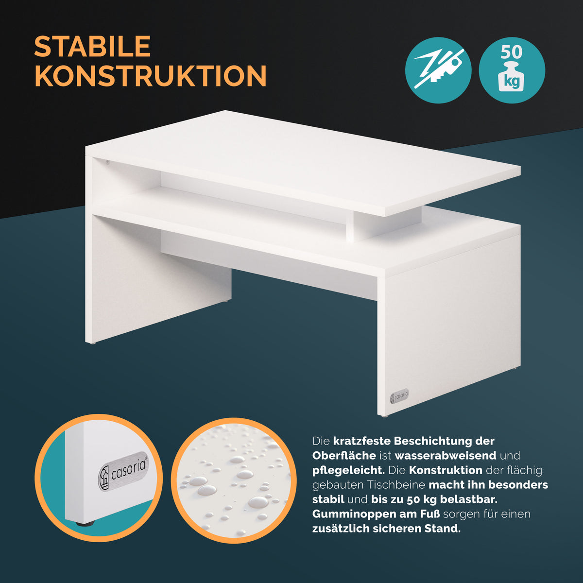 Tavolino Sacramento bianco 95x55x50cm