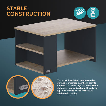 Tavolino Santa Cruz legno/grigio 90x60x50cm