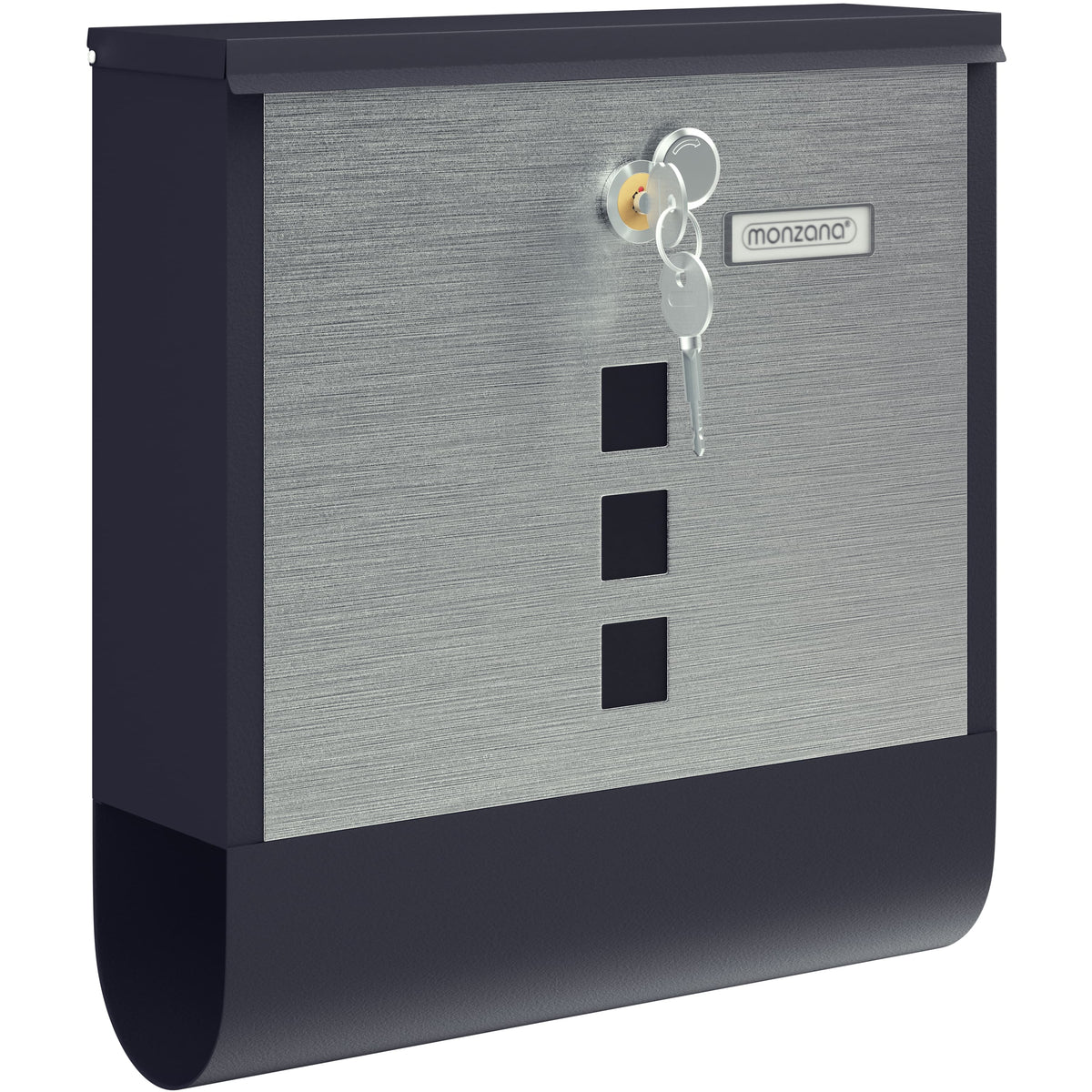Cassetta postale acciaio nero/argento 30,5x10x33,5cm