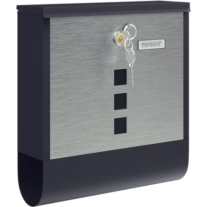 Cassetta postale acciaio nero/argento 30,5x10x33,5cm