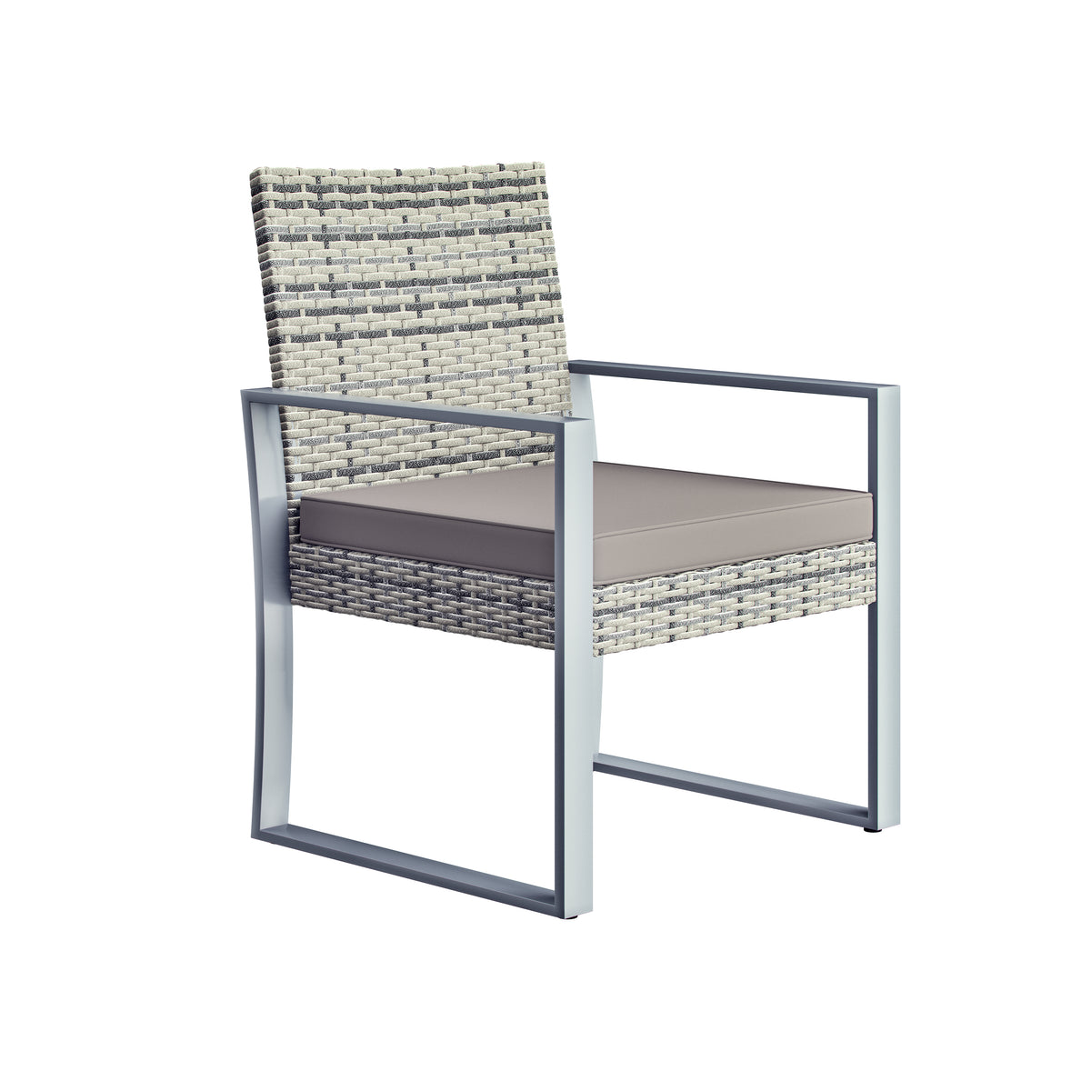 Salotto da giardino 3 pezzi polyrattan WPC grigio