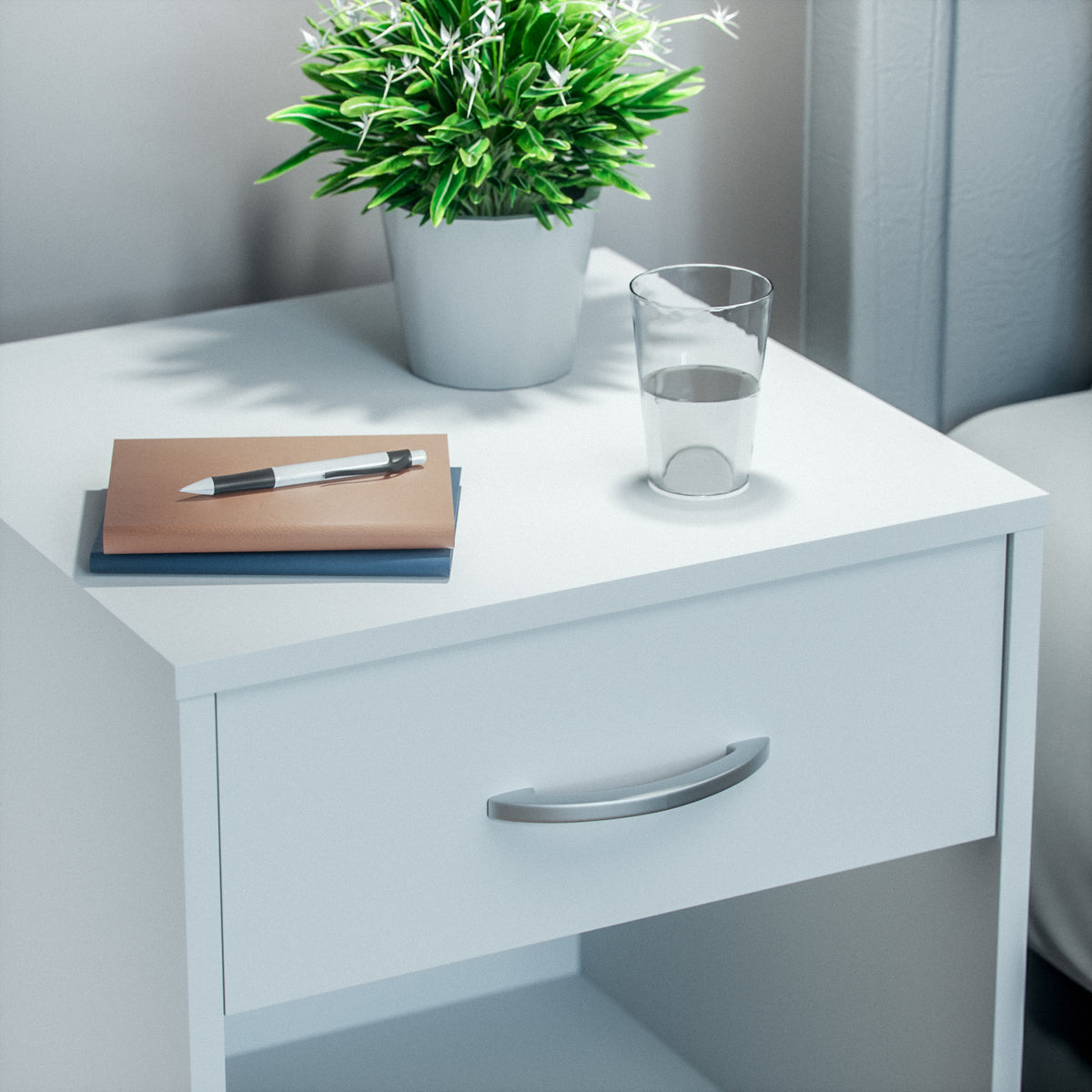 Comodino Hamburg Set di 2 Bianco 50x40x35cm