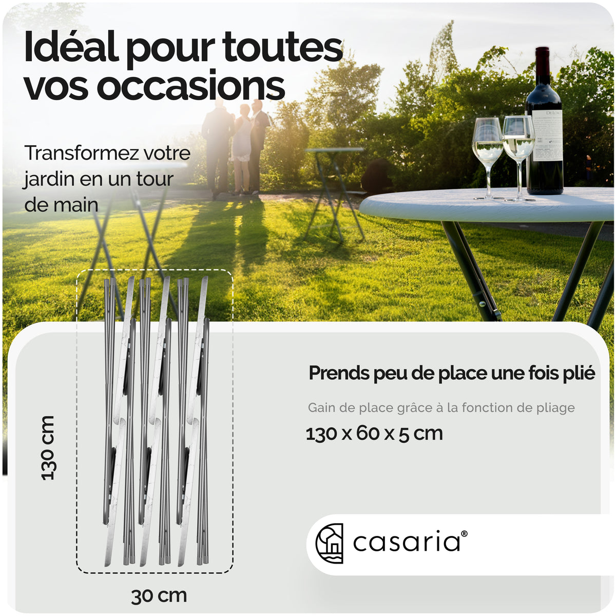 Tavoli alti Set di 2 legno Bianco Ø60cm pieghevoli