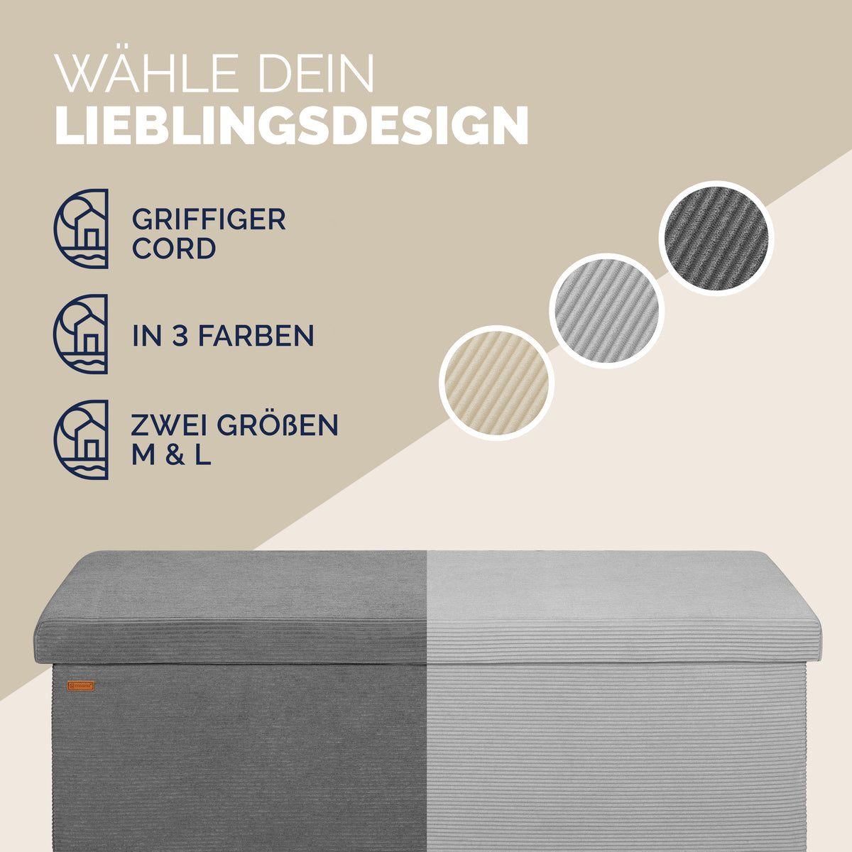 Panca antracite in corda 114x38x38cm in MDF pieghevole