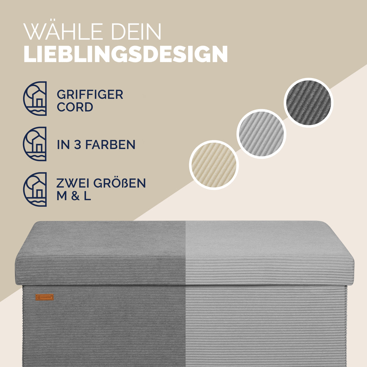 Panca antracite in corda 76x38x38cm in MDF pieghevole