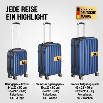 Set di valigie rigide 3 pezzi Baseline, accessori in ABS blu