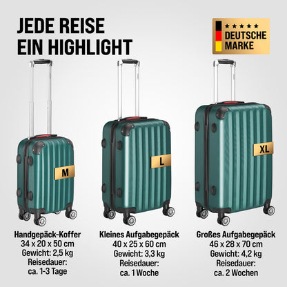 Set di valigie rigide 3 pezzi Baseline, accessori verdi in ABS