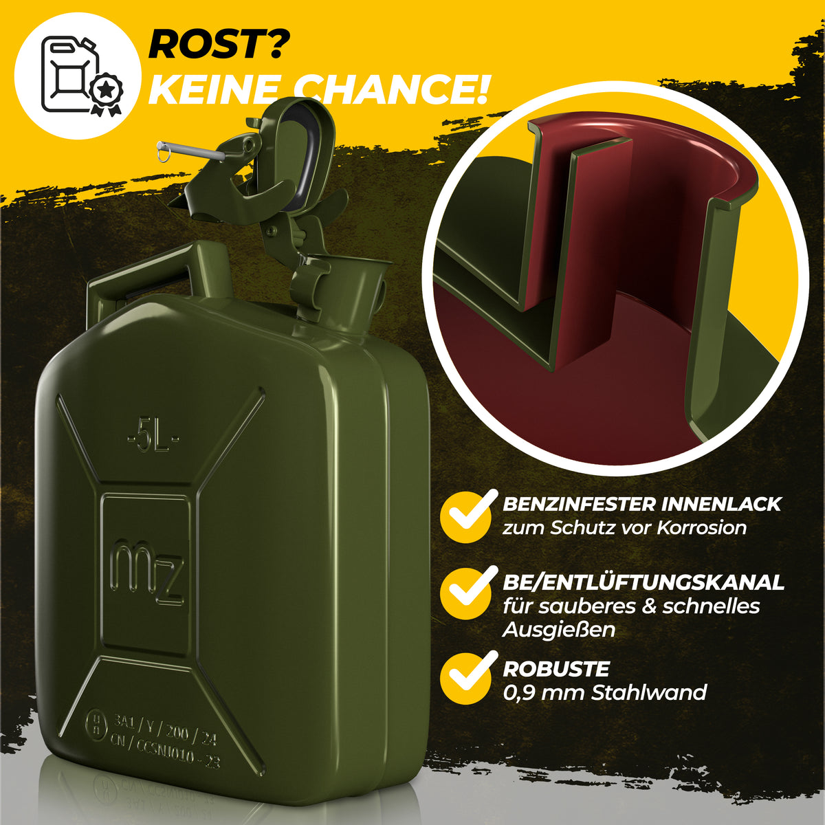 Tanica per benzina metallo 5 L + beccuccio