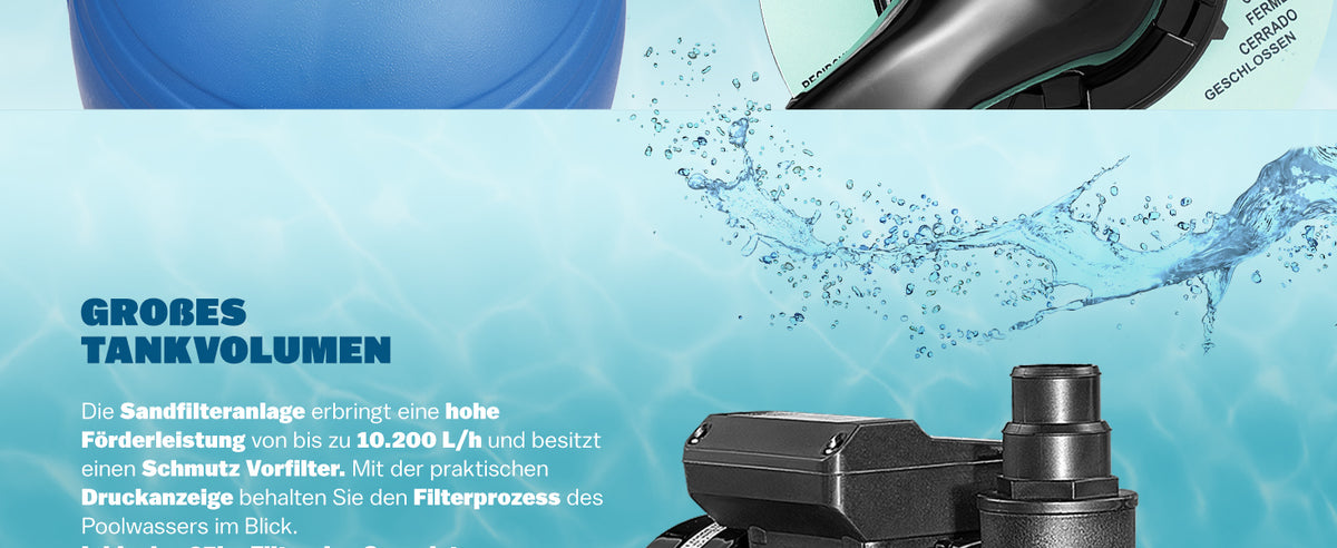 Sistema di filtraggio a Sabbia 10200 L/h + vetro filtrante