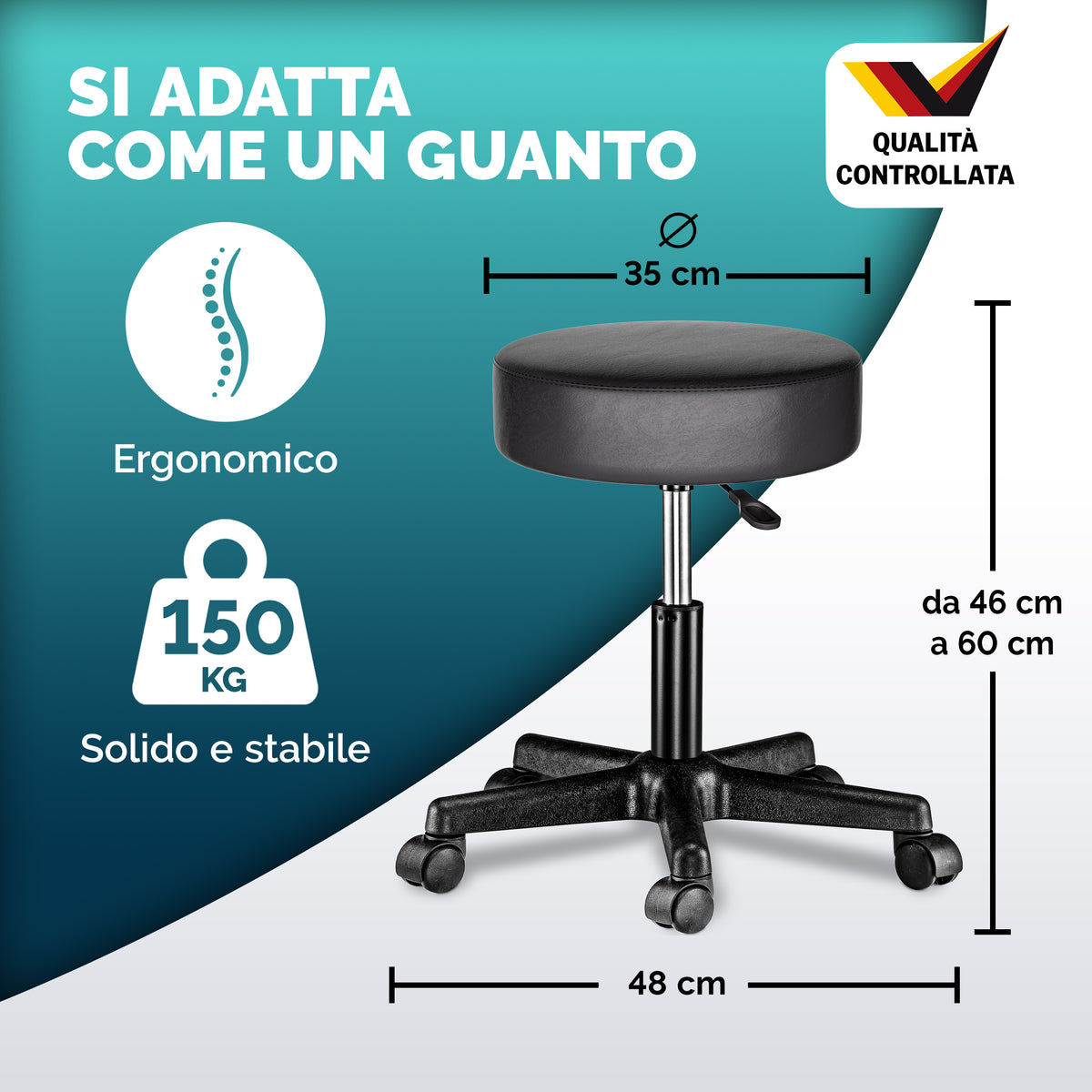 2 Pz Sgabello girevole nero similpelle