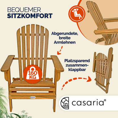Set 2x sedia prendisole Adirondack acacia pieghevole