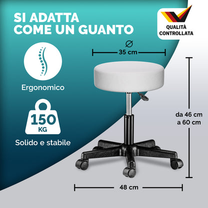 2x Sgabello girevole  360° similpelle bianco