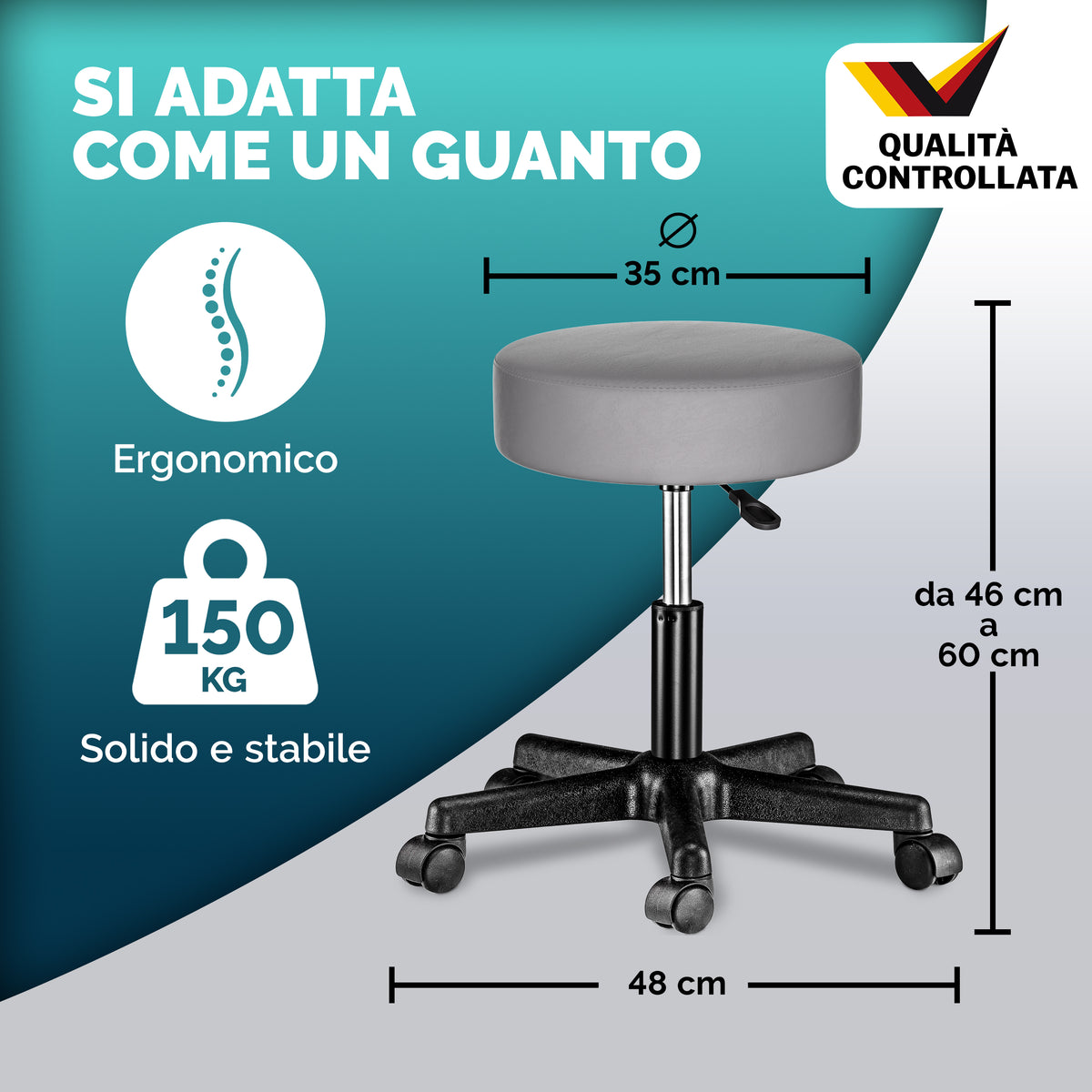 2x Sgabello girevole 360° similpelle grigio