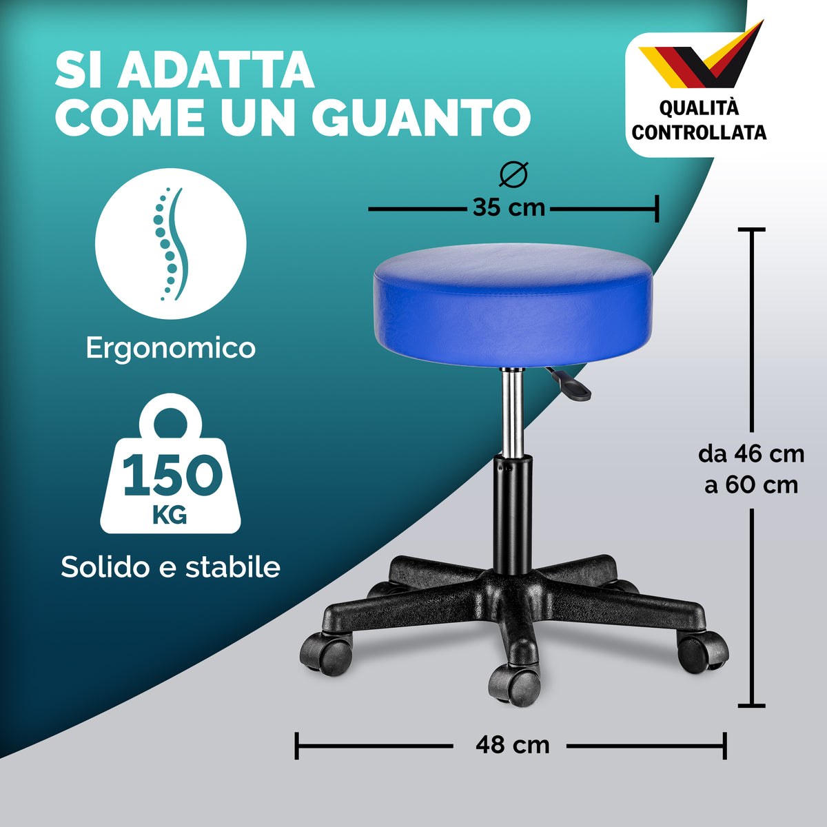 2x Sgabello girevole 360° similpelle blu