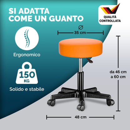 2x Sgabello girevole arancione altezza regolabile