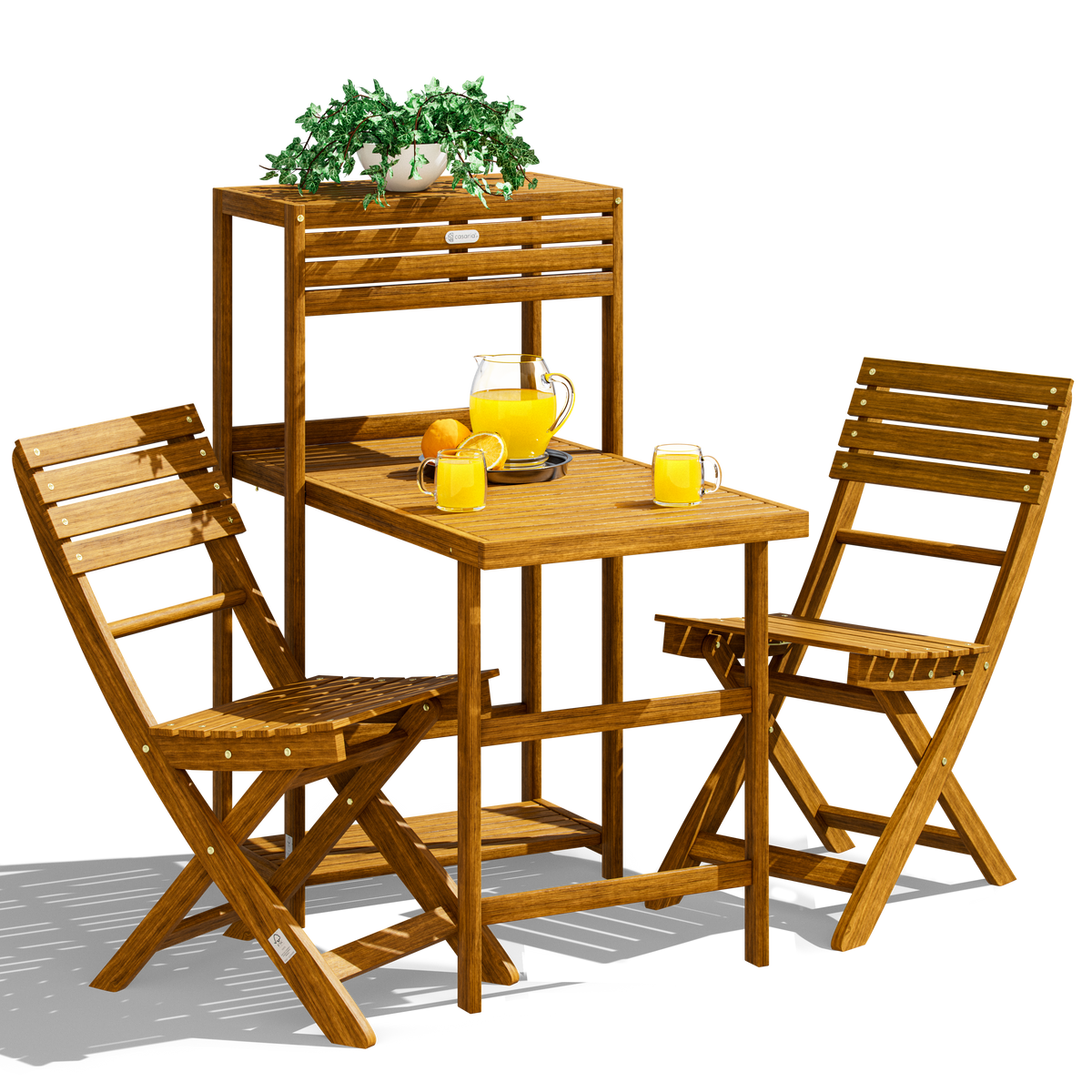 Gruppo di sedute da giardino 3 pezzi in legno d'acacia certificato FSC® pieghevole